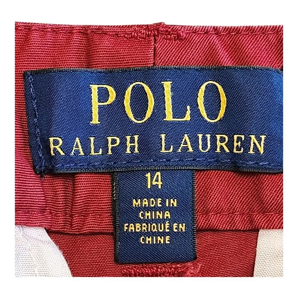 NWT‎ Polo Ralph Lauren Chino Pants Boys 14 Red Flat Front Slash Pocket Cotton